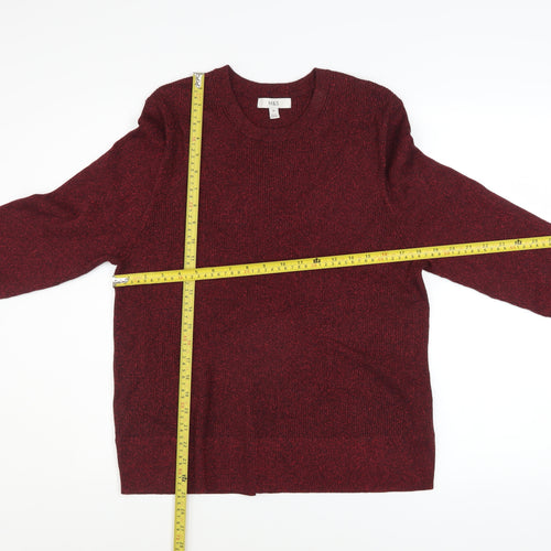 Marks and Spencer Women's Red Glitter Knit Crew Neck Jumper Size 20