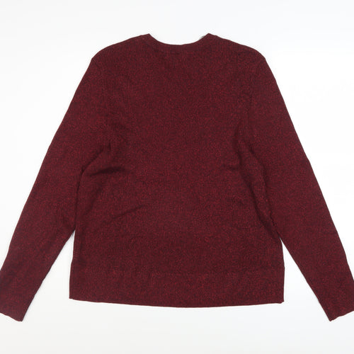 Marks and Spencer Women's Red Glitter Knit Crew Neck Jumper Size 20