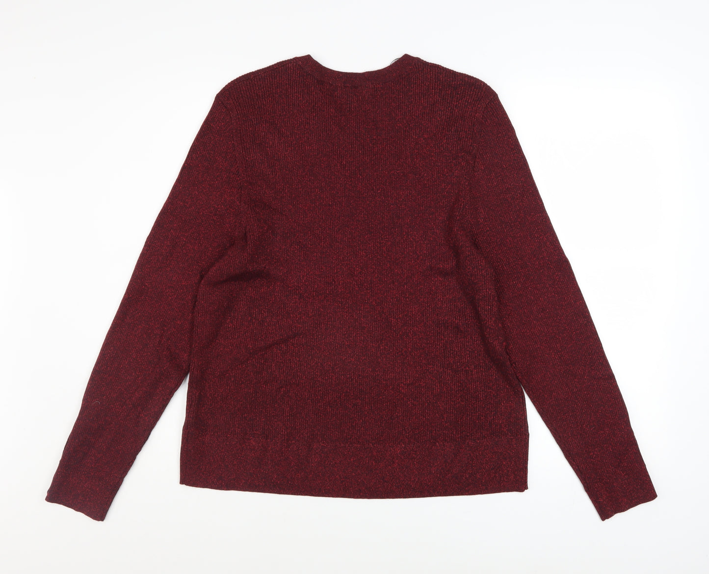 Marks and Spencer Women's Red Glitter Knit Crew Neck Jumper Size 20