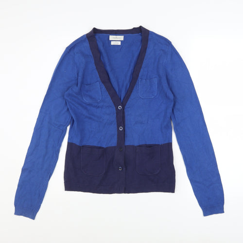 Van Heusen Women's Blue Cotton Cardigan S V-Neck Long Sleeve