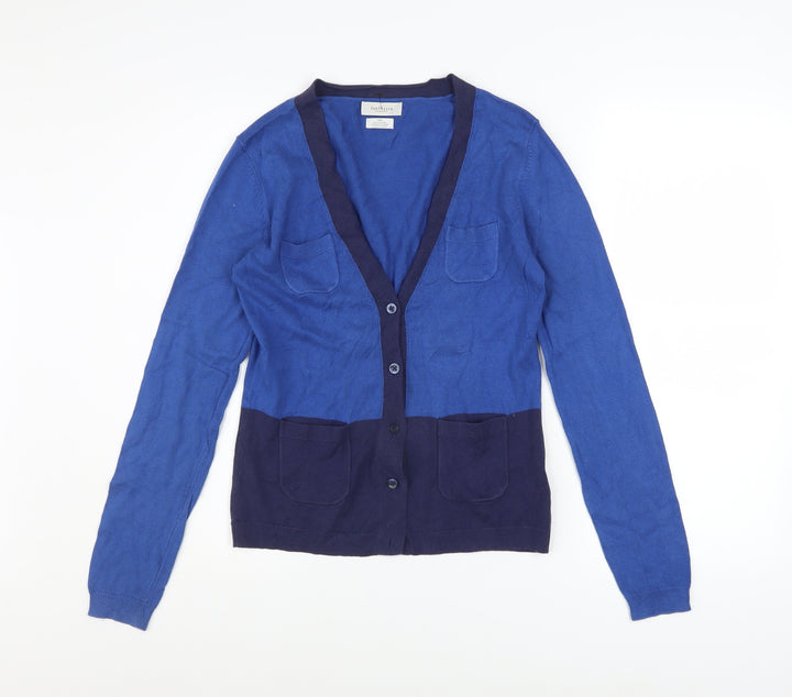 Van Heusen Women's Blue Cotton Cardigan S V-Neck Long Sleeve