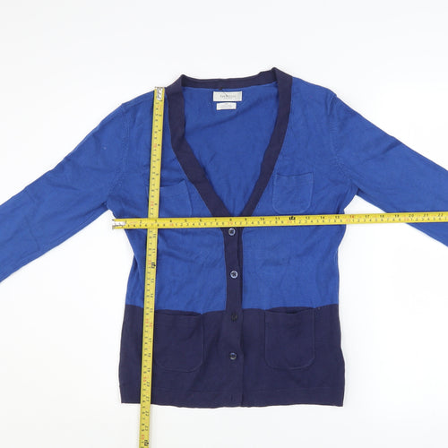 Van Heusen Women's Blue Cotton Cardigan S V-Neck Long Sleeve
