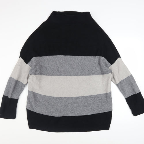 Selection Women's Black Grey Stripe Mock Neck XL Pullover Jumper