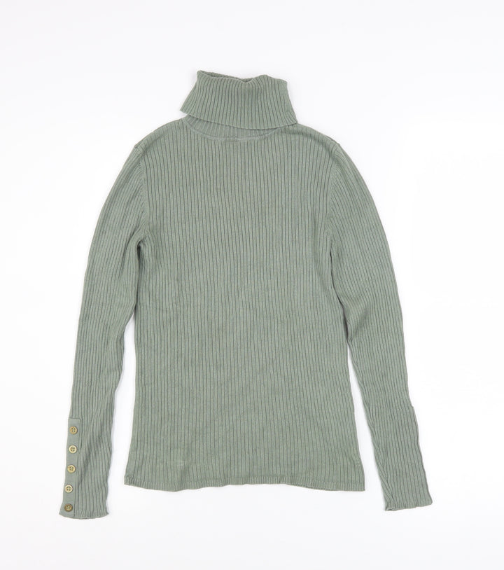 New Look Women’s Green Roll Neck Ribbed Jumper UK 10 Long Sleeve