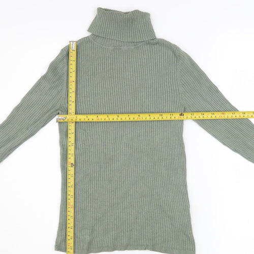 New Look Women’s Green Roll Neck Ribbed Jumper UK 10 Long Sleeve