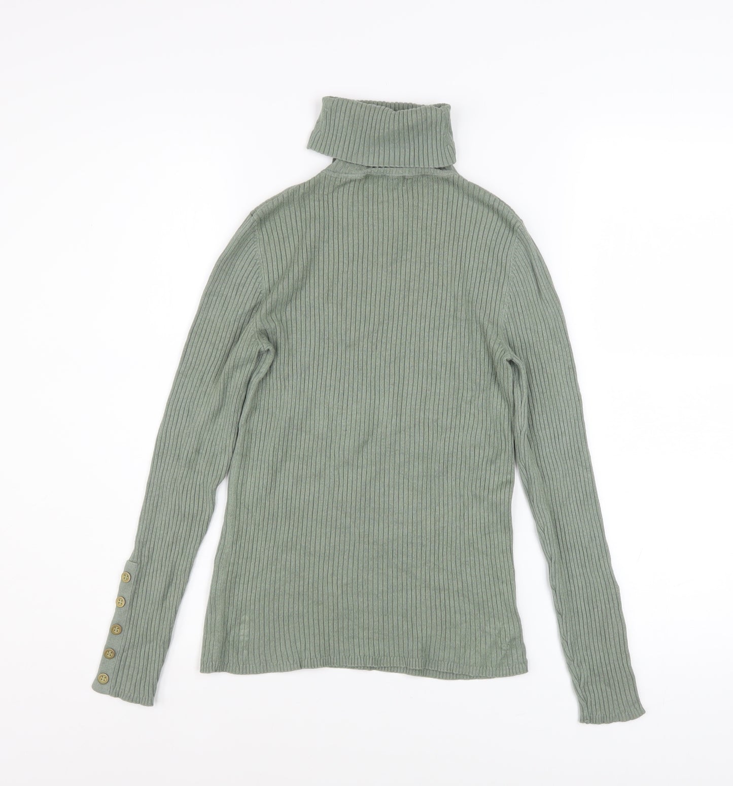 New Look Women’s Green Roll Neck Ribbed Jumper UK 10 Long Sleeve