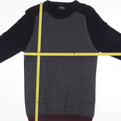 Next Men’s Blue Geometric Cotton Crew Neck Jumper Medium