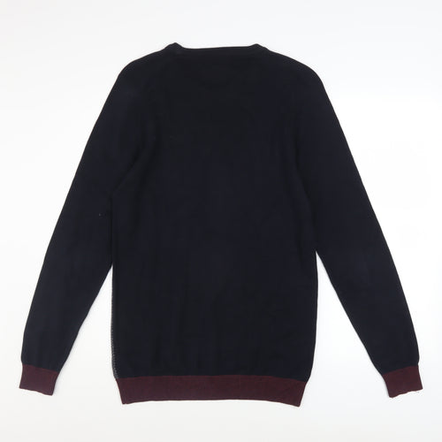 Next Men’s Blue Geometric Cotton Crew Neck Jumper Medium