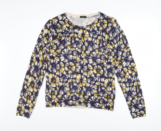 M&Co Women’s Multicoloured Floral Round Neck Long Sleeve Knit Jumper Size 16