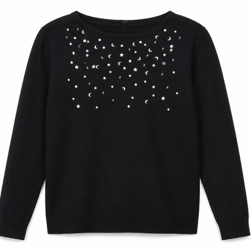Love Knitwear Women's Black Embellished Star Jumper Size 14