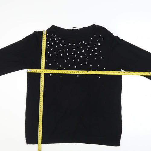 Love Knitwear Women's Black Embellished Star Jumper Size 14