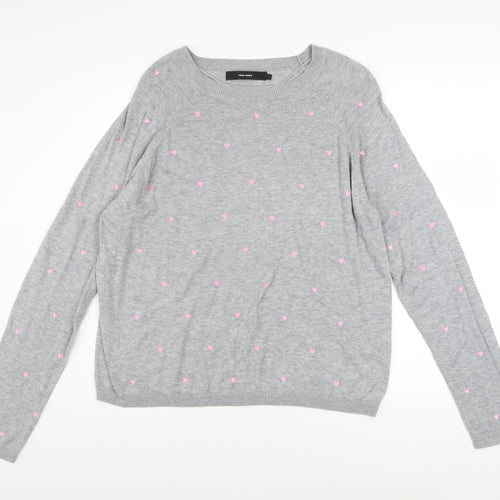 Vero Moda Womens Grey Heart Knit Pullover Jumper Size L