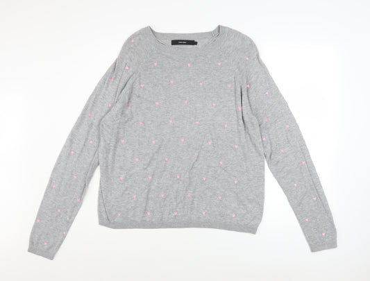 Vero Moda Womens Grey Heart Knit Pullover Jumper Size L