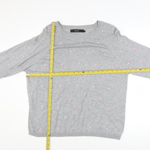 Vero Moda Womens Grey Heart Knit Pullover Jumper Size L