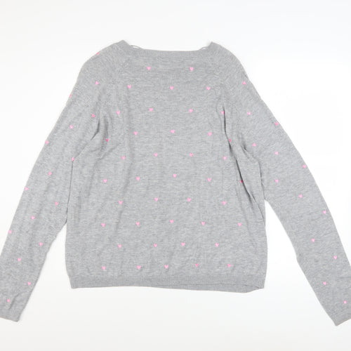 Vero Moda Womens Grey Heart Knit Pullover Jumper Size L