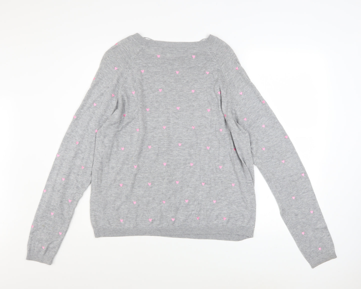 Vero Moda Womens Grey Heart Knit Pullover Jumper Size L