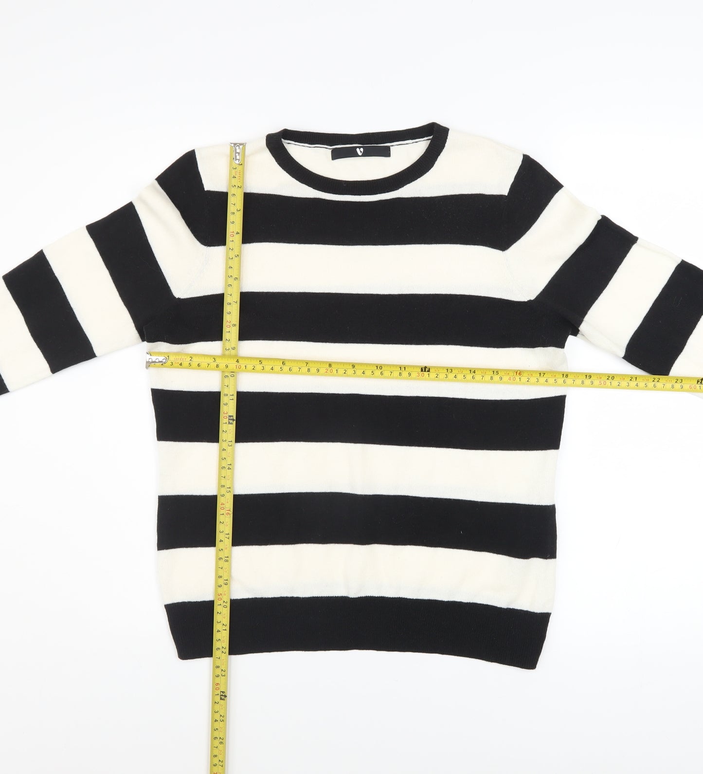 V by Very Women’s Black and White Striped Jumper Size 12