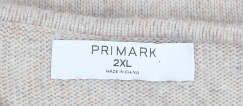 Primark Women Beige Beaded Crew Neck Pullover Jumper 2XL