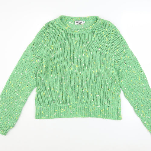 ONLY Womens Green Chunky Knit Crew Neck Jumper Size S