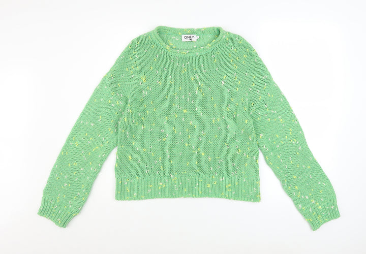 ONLY Womens Green Chunky Knit Crew Neck Jumper Size S