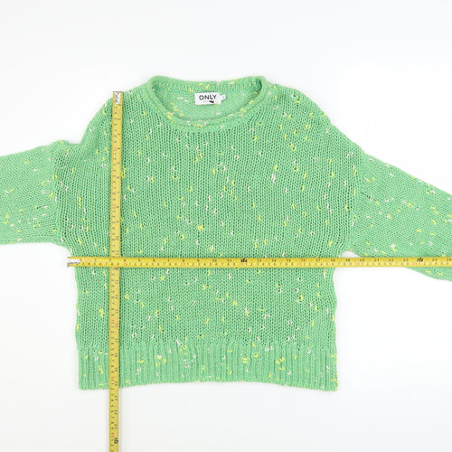ONLY Womens Green Chunky Knit Crew Neck Jumper Size S