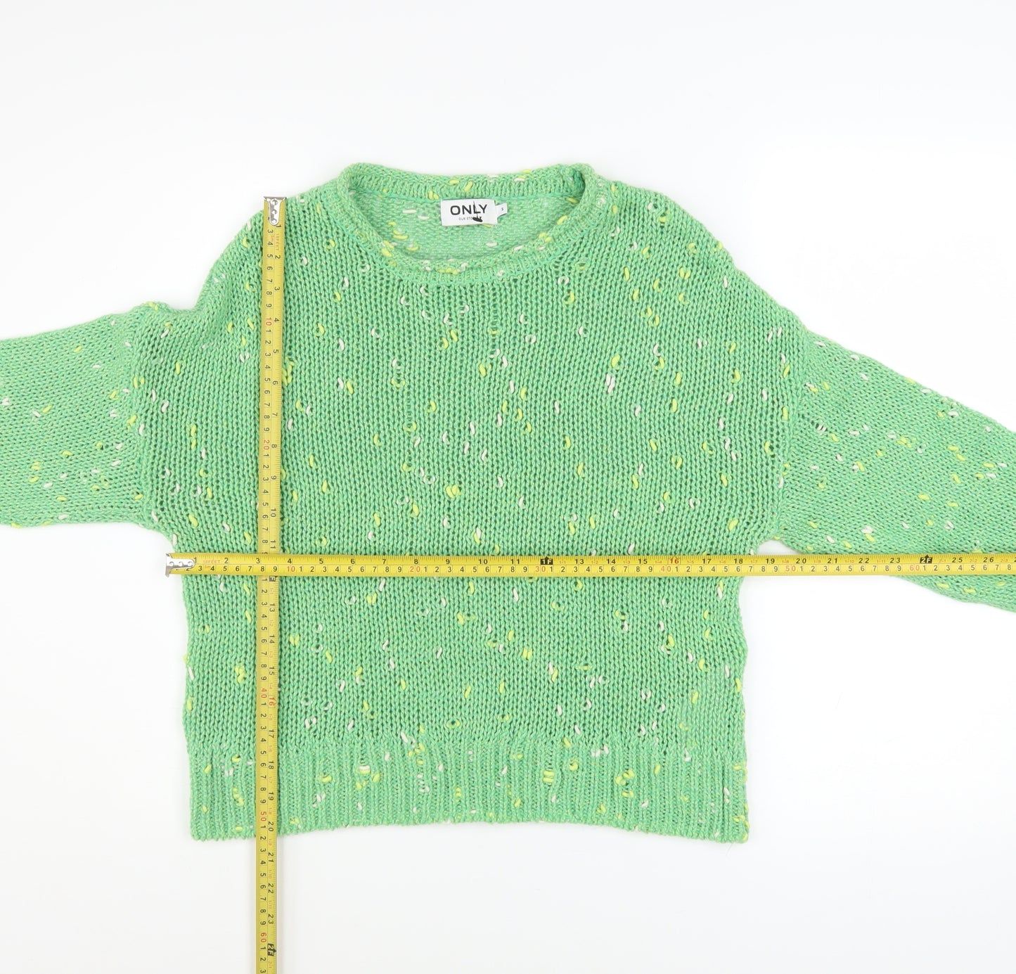 ONLY Womens Green Chunky Knit Crew Neck Jumper Size S