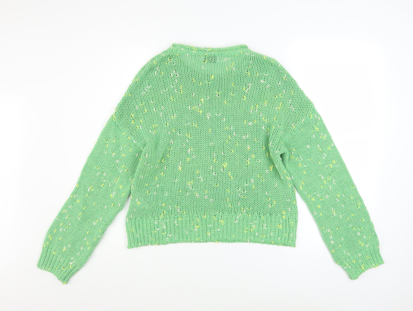 ONLY Womens Green Chunky Knit Crew Neck Jumper Size S