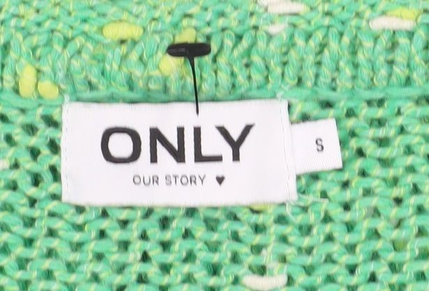 ONLY Womens Green Chunky Knit Crew Neck Jumper Size S