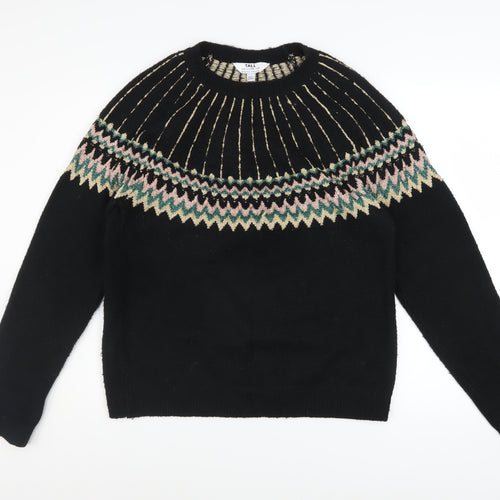 Dorothy Perkins Women’s Black Fair Isle Tall Knit Jumper Size 8
