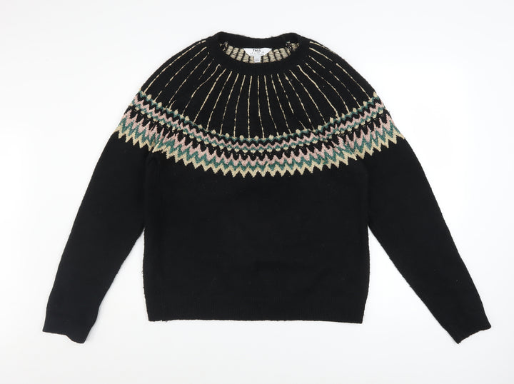 Dorothy Perkins Women’s Black Fair Isle Tall Knit Jumper Size 8