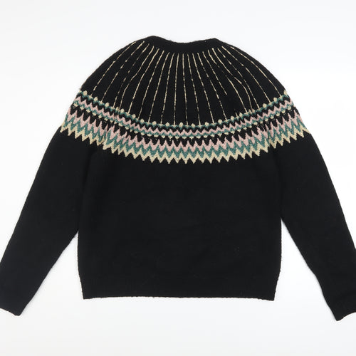 Dorothy Perkins Women’s Black Fair Isle Tall Knit Jumper Size 8