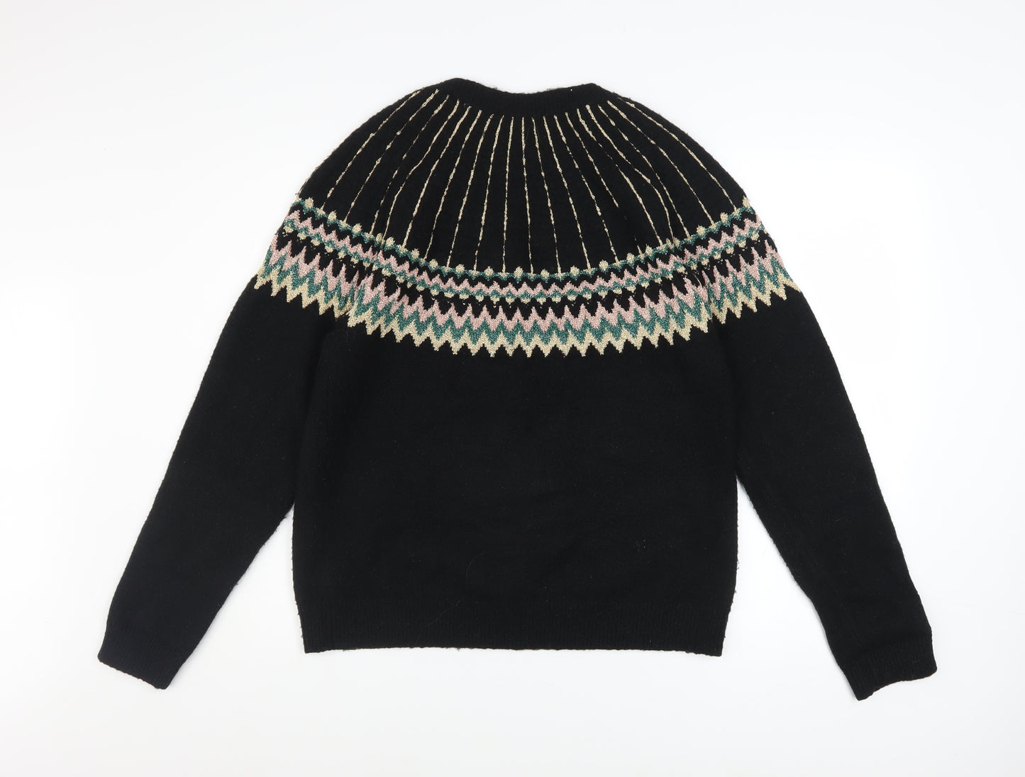Dorothy Perkins Women’s Black Fair Isle Tall Knit Jumper Size 8