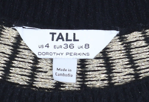 Dorothy Perkins Women’s Black Fair Isle Tall Knit Jumper Size 8