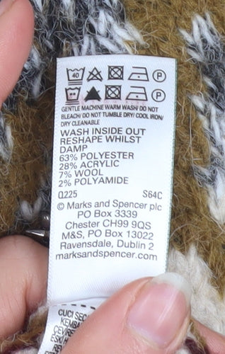 Marks and Spencer Per Una Women’s Beige Fair Isle Wool Blend Mock Neck Jumper S