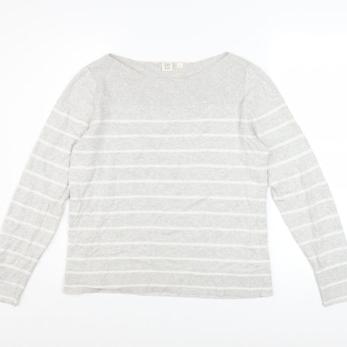 GAP Women’s Grey Striped Cotton Knit Pullover Jumper Size M