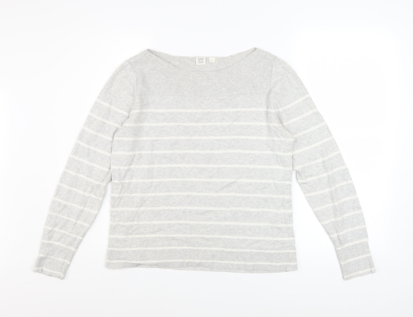 GAP Women’s Grey Striped Cotton Knit Pullover Jumper Size M