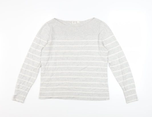 GAP Women’s Grey Striped Cotton Knit Pullover Jumper Size M