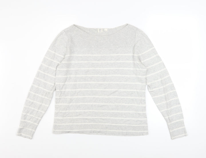 GAP Women’s Grey Striped Cotton Knit Pullover Jumper Size M