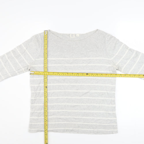 GAP Women’s Grey Striped Cotton Knit Pullover Jumper Size M