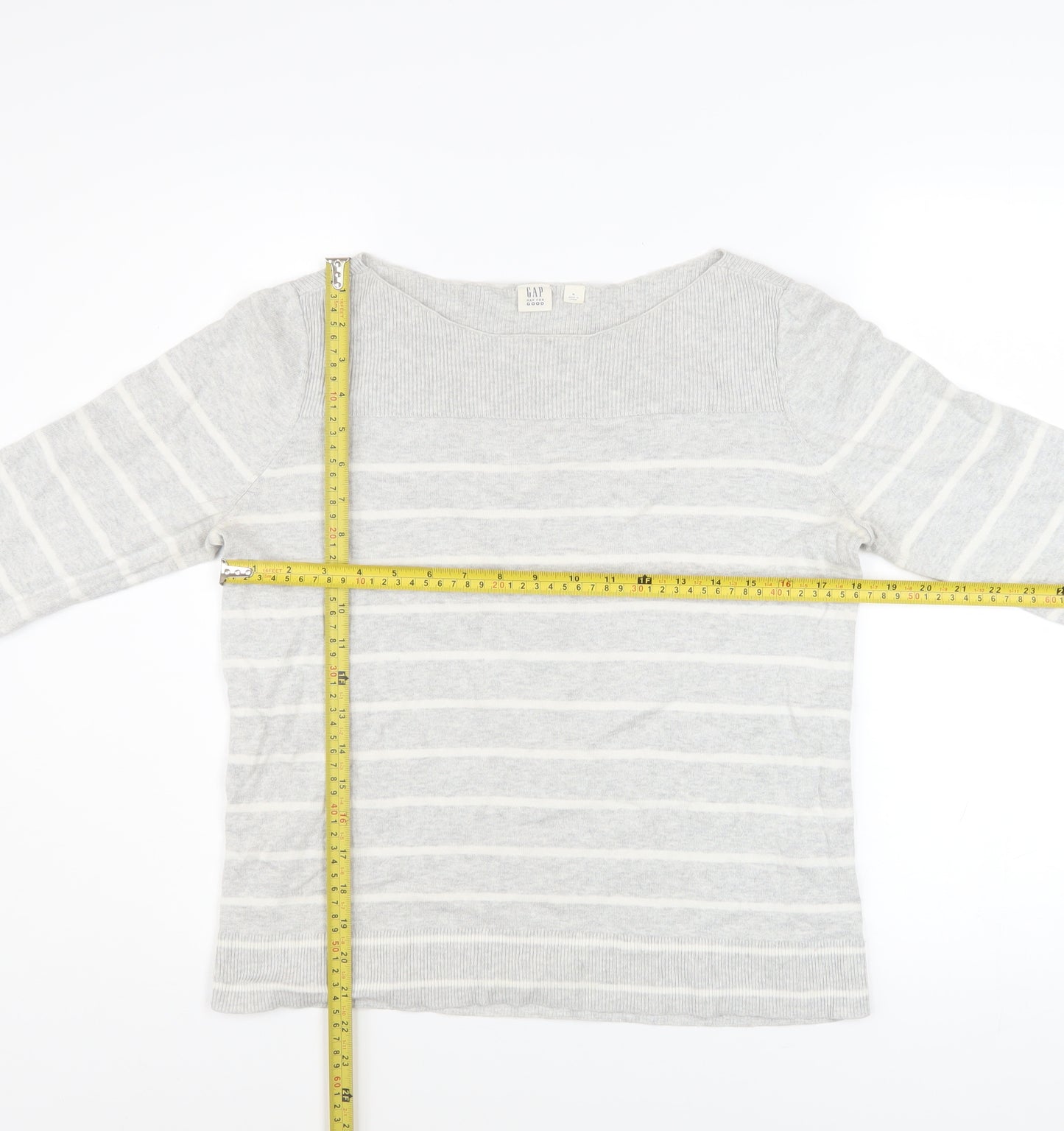 GAP Women’s Grey Striped Cotton Knit Pullover Jumper Size M