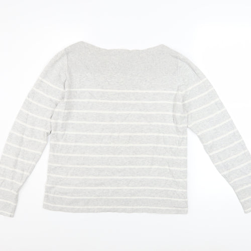 GAP Women’s Grey Striped Cotton Knit Pullover Jumper Size M