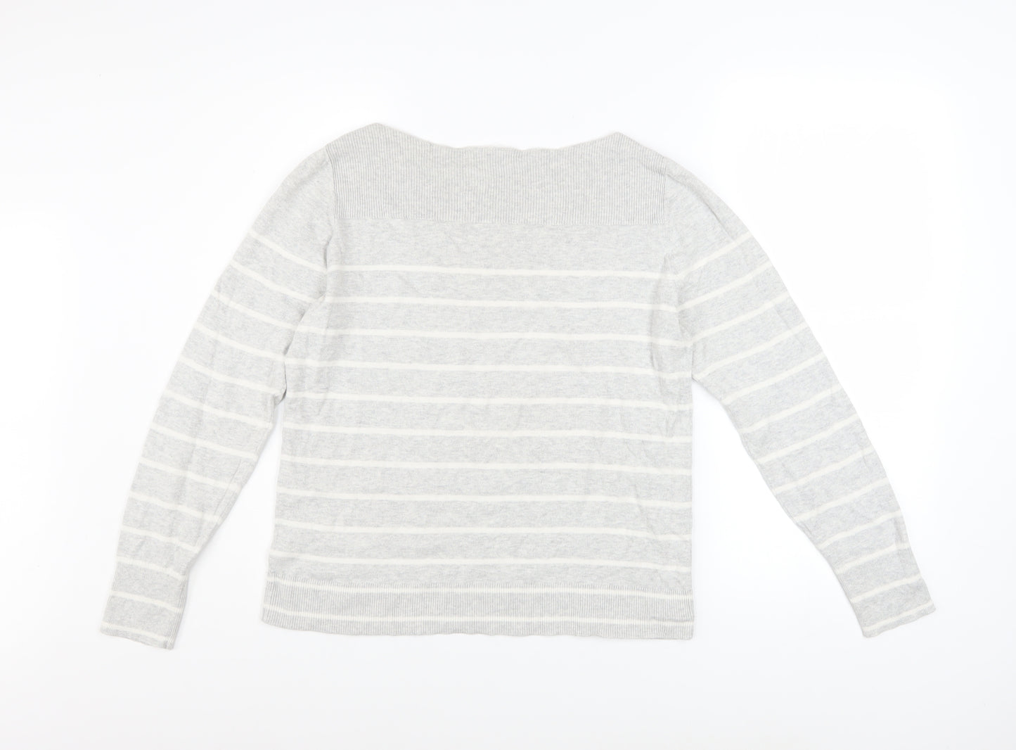 GAP Women’s Grey Striped Cotton Knit Pullover Jumper Size M