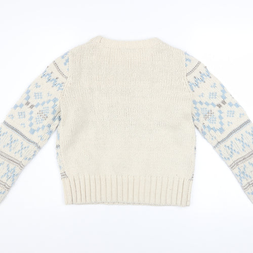 Tu Women Ivory Fair Isle Chunky Knit Jumper Size 10
