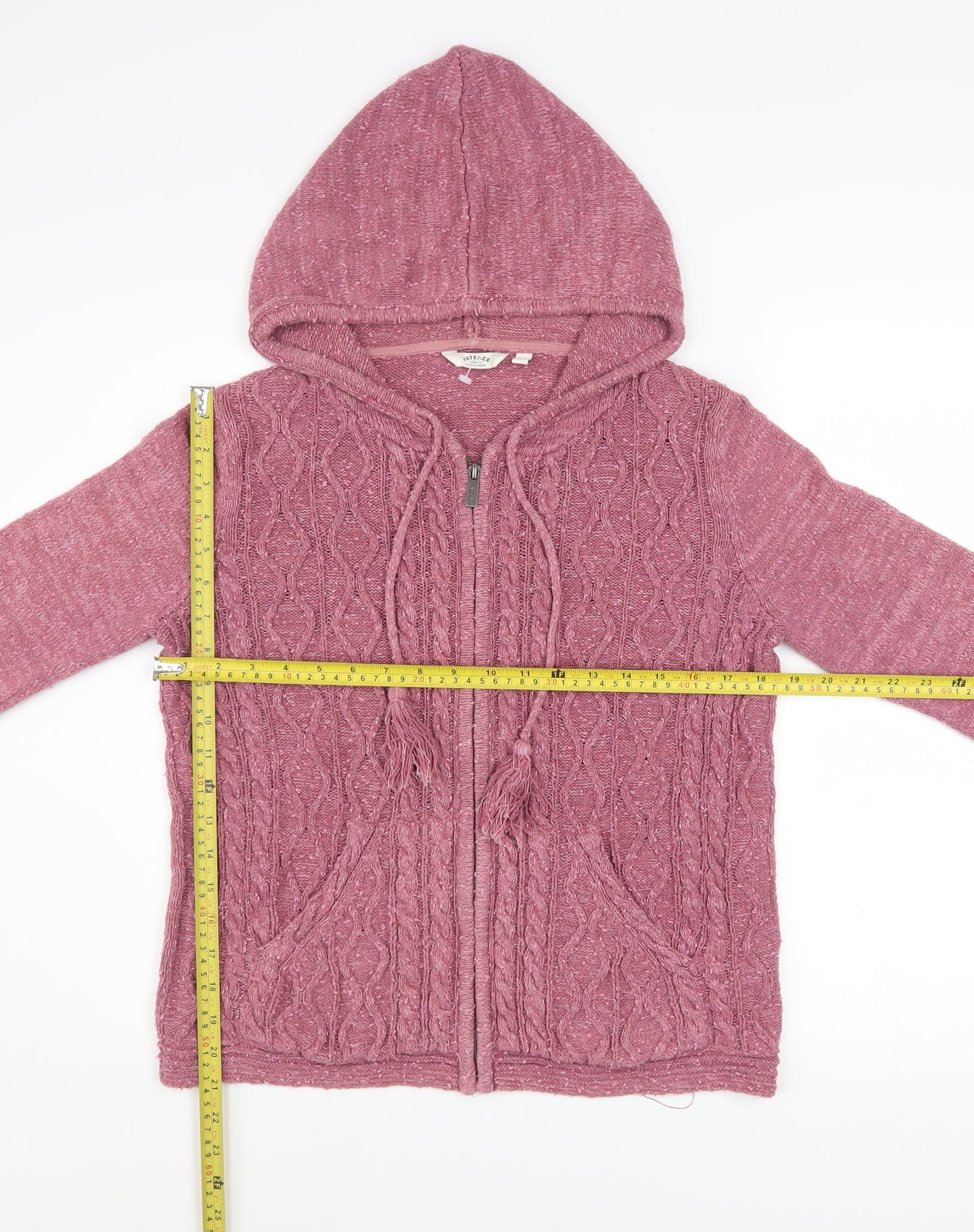 FatFace Women Pink Hooded Knit Full Zip Jacket Size 14