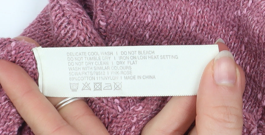 FatFace Women Pink Hooded Knit Full Zip Jacket Size 14