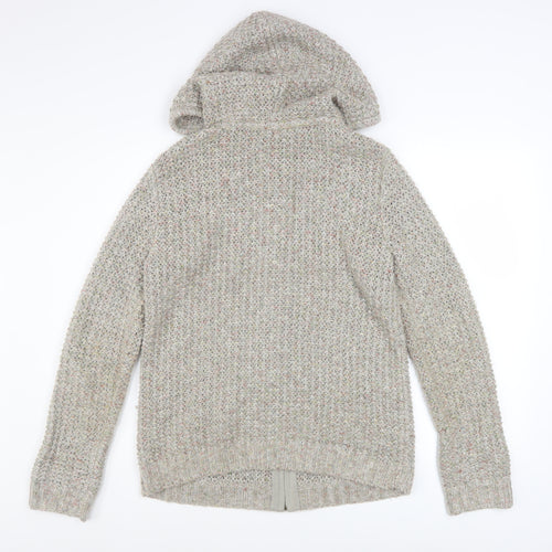 FatFace Women Beige Knit Hooded Full Zip Jacket Size 12