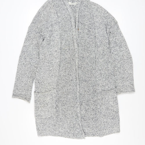 The White Company Women’s Grey Cotton Knit Cardigan UK 8 Long Sleeve Open Front