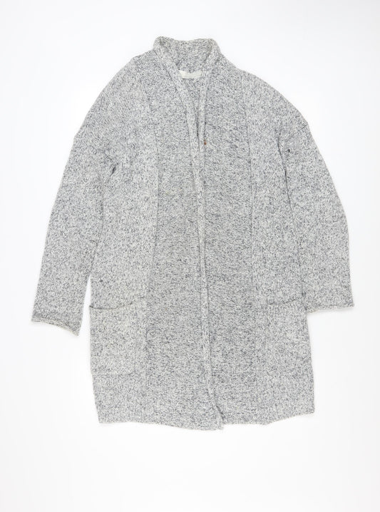 The White Company Women’s Grey Cotton Knit Cardigan UK 8 Long Sleeve Open Front