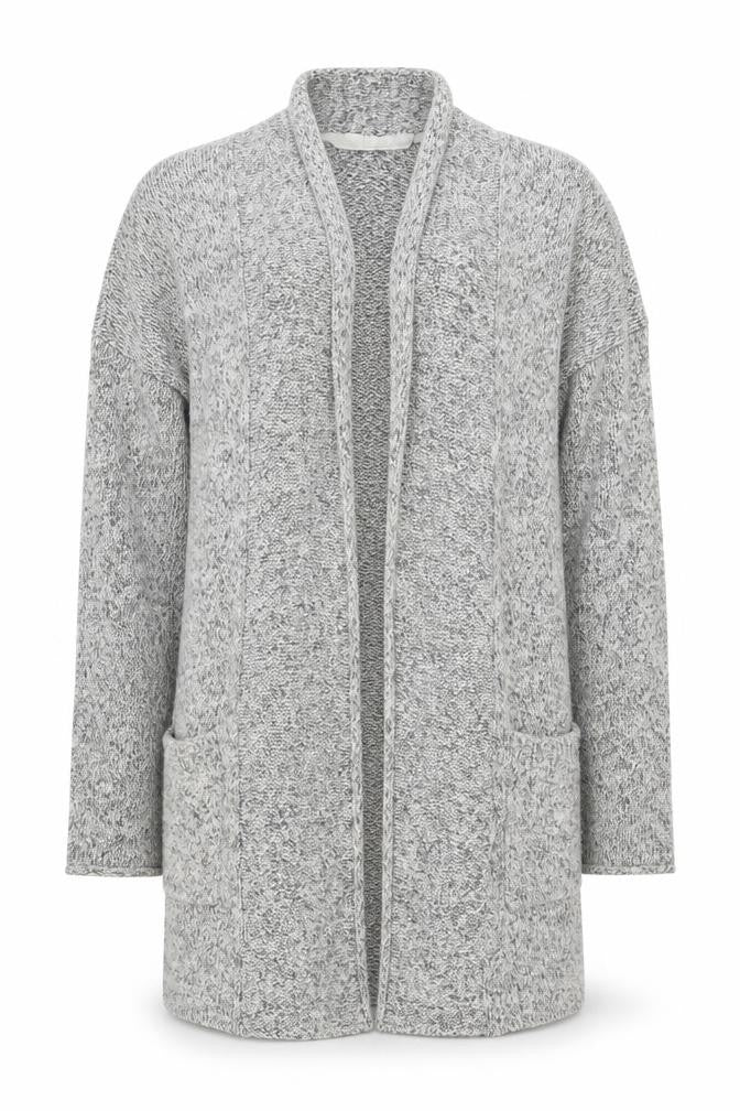 The White Company Women’s Grey Cotton Knit Cardigan UK 8 Long Sleeve Open Front