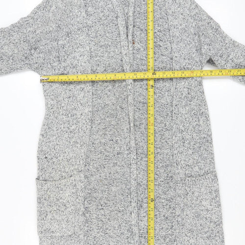 The White Company Women’s Grey Cotton Knit Cardigan UK 8 Long Sleeve Open Front
